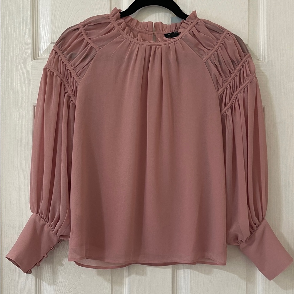 NWT Ann Taylor Blush Ruffled Blouse XXS